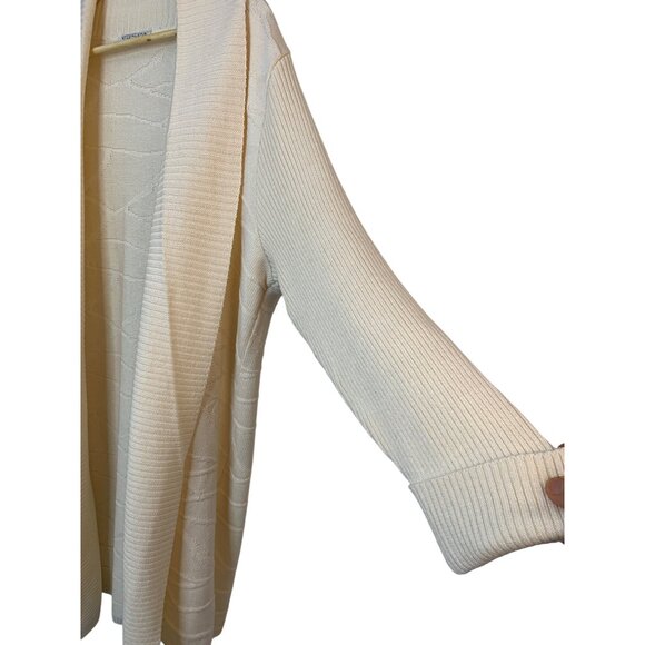 Gispa Wool Cardigan Textured XL Oversized Shawl Collar Beige Italy RAA10425 - Picture 5 of 6